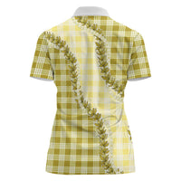 Yellow Hawaii Palaka Women Polo Shirt Hawaiian Pikake Lei