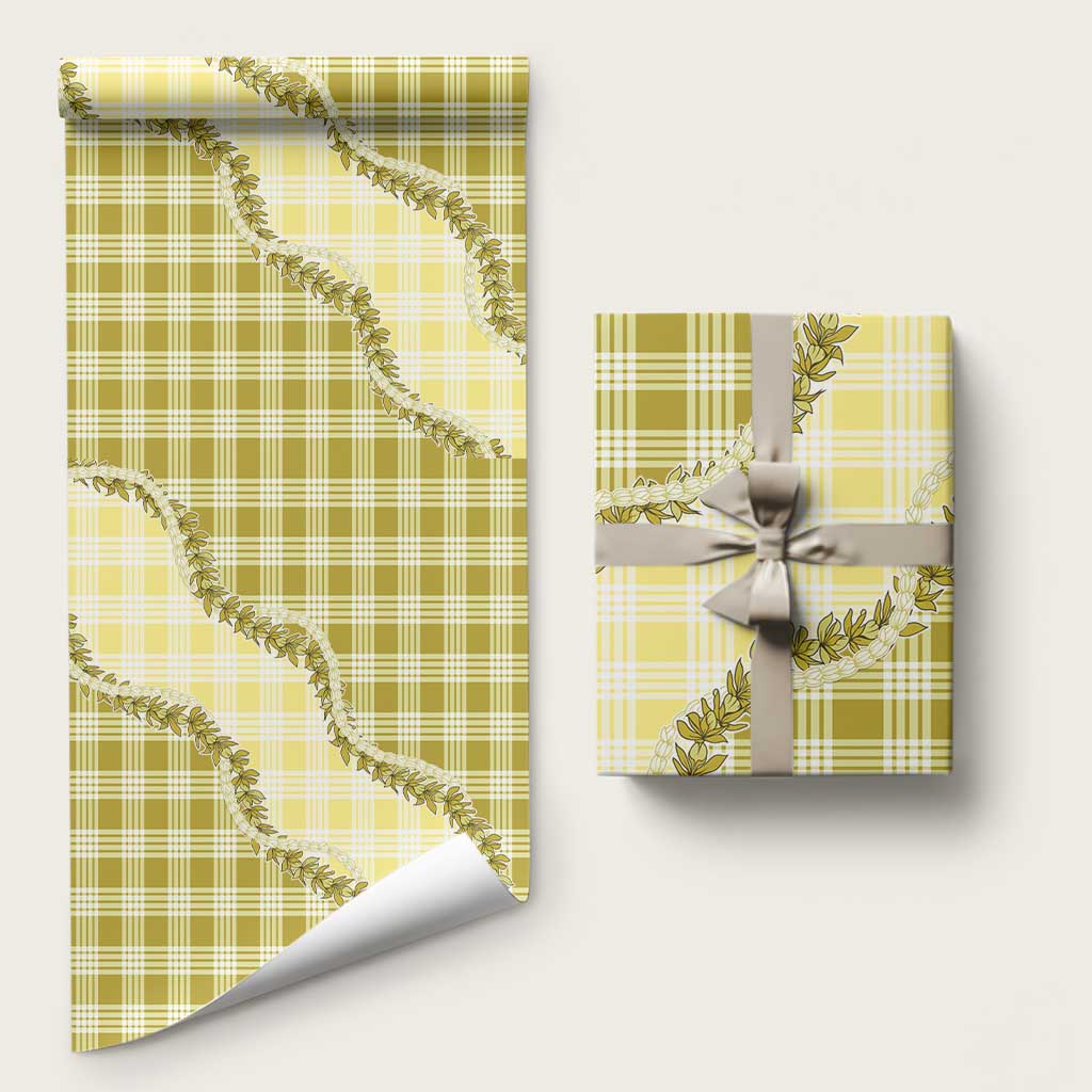 Yellow Hawaii Palaka Wrapping Paper Hawaiian Pikake Lei LT05 58" × 23" Yellow - Polynesian Pride