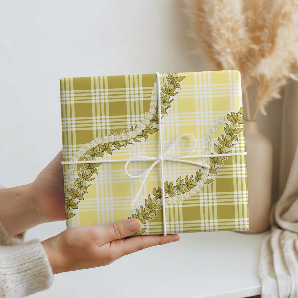 Yellow Hawaii Palaka Wrapping Paper Hawaiian Pikake Lei LT05 - Polynesian Pride