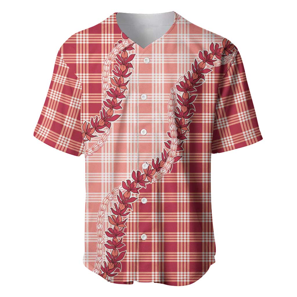 Red Hawaii Palaka Baseball Jersey Hawaiian Pikake Lei LT05 Red - Polynesian Pride