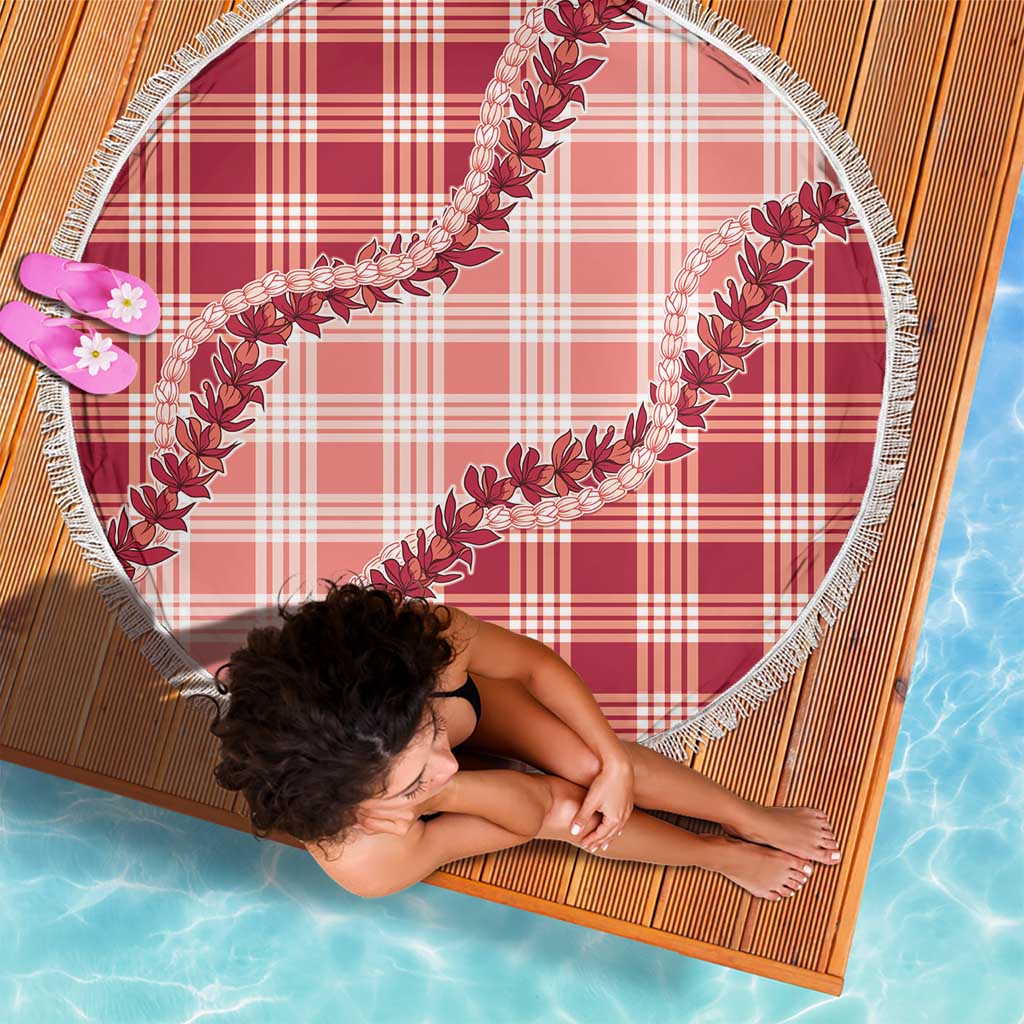 Red Hawaii Palaka Beach Blanket Hawaiian Pikake Lei LT05 - Polynesian Pride