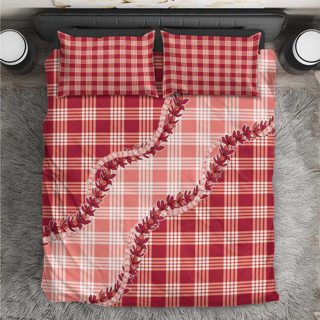 Red Hawaii Palaka Bedding Set Hawaiian Pikake Lei LT05 Red - Polynesian Pride