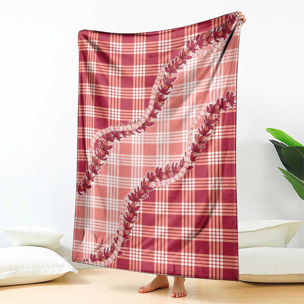 Red Hawaii Palaka Blanket Hawaiian Pikake Lei