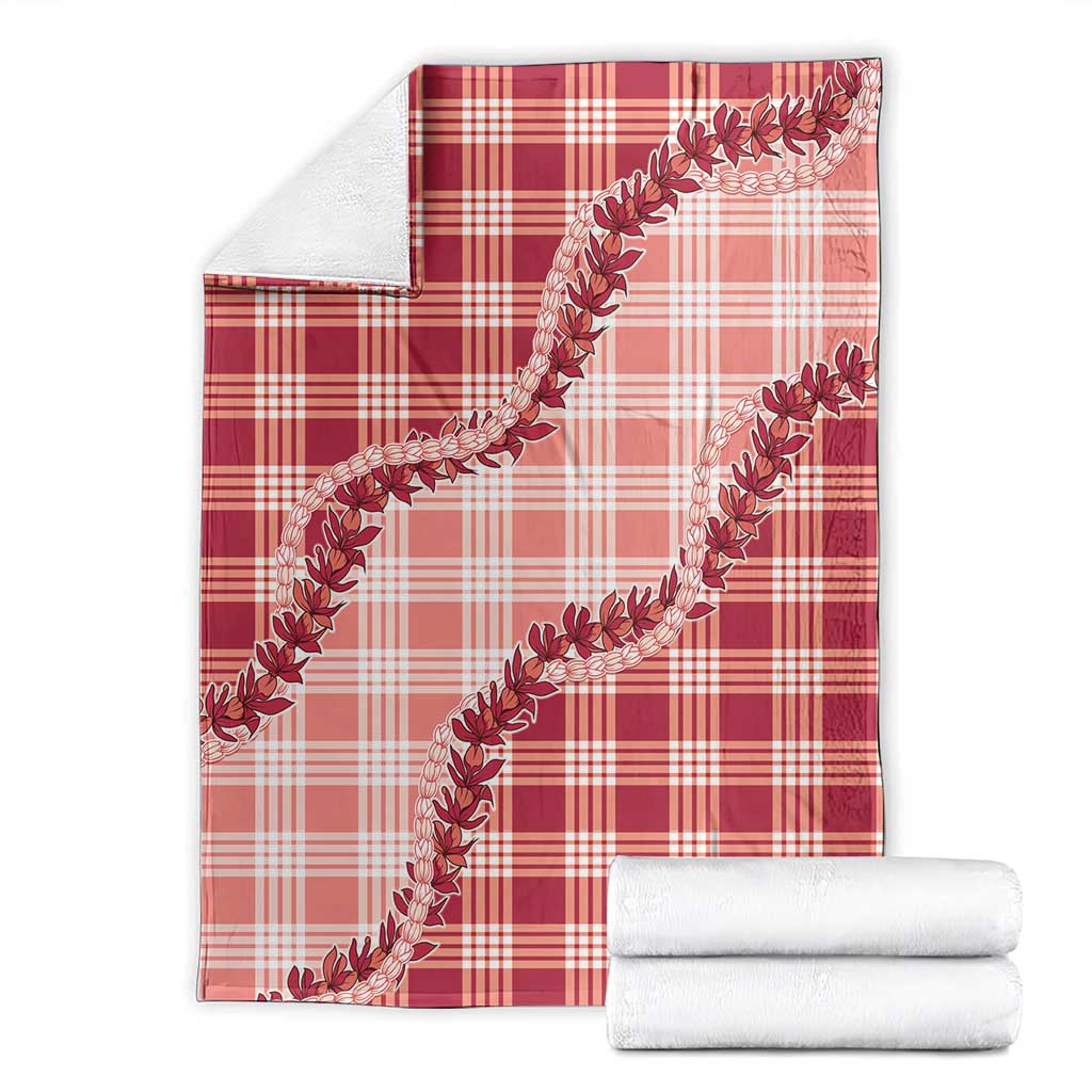 Red Hawaii Palaka Blanket Hawaiian Pikake Lei