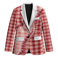 Red Hawaii Palaka Blazer Hawaiian Pikake Lei