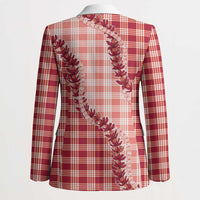 Red Hawaii Palaka Blazer Hawaiian Pikake Lei