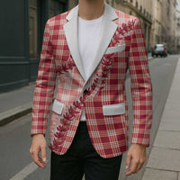 Red Hawaii Palaka Blazer Hawaiian Pikake Lei