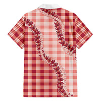 Red Hawaii Palaka Family Matching Tank Maxi Dress and Hawaiian Shirt Hawaiian Pikake Lei LT05 - Polynesian Pride