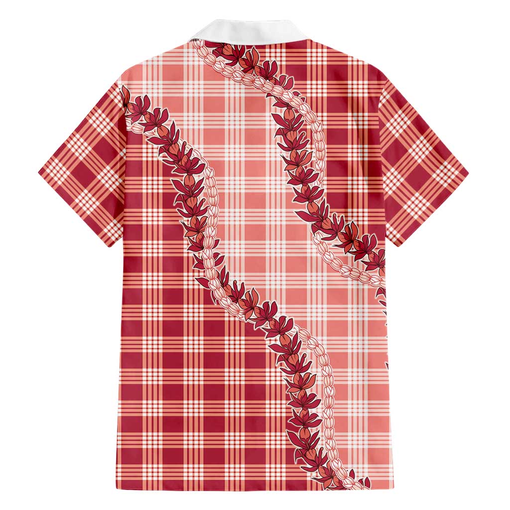 Red Hawaii Palaka Hawaiian Shirt Hawaiian Pikake Lei LT05 - Polynesian Pride