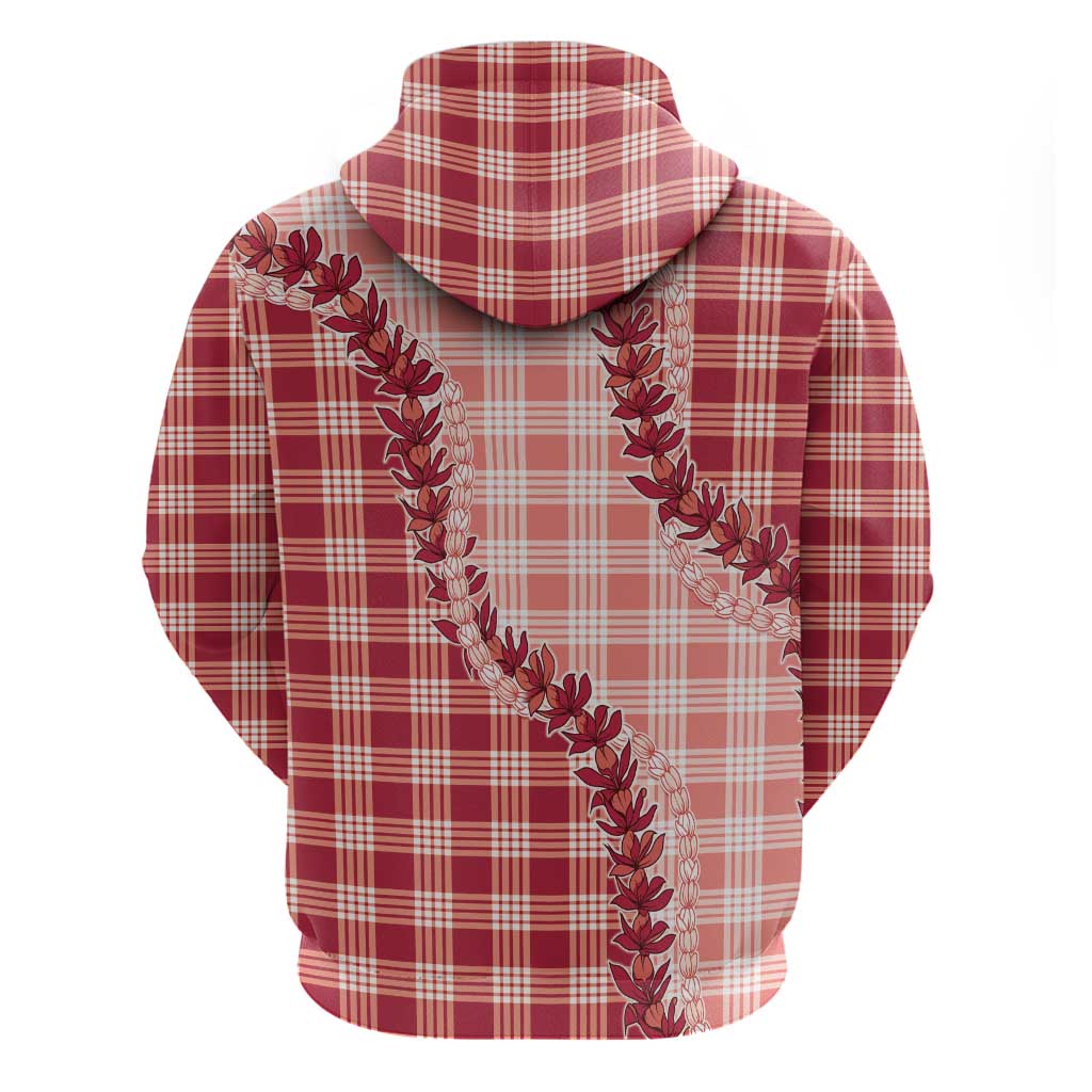 Red Hawaii Palaka Hoodie Hawaiian Pikake Lei