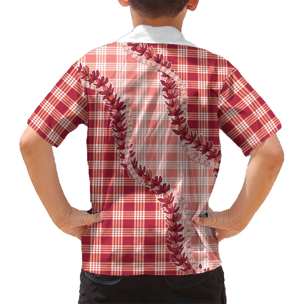 Red Hawaii Palaka Kid Hawaiian Shirt Hawaiian Pikake Lei