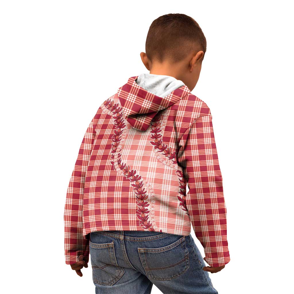 Red Hawaii Palaka Kid Hoodie Hawaiian Pikake Lei LT05 - Polynesian Pride