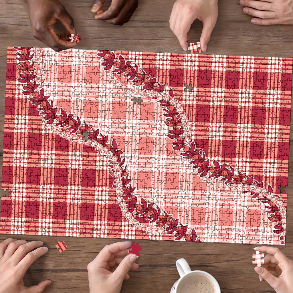 Red Hawaii Palaka Puzzle Hawaiian Pikake Lei
