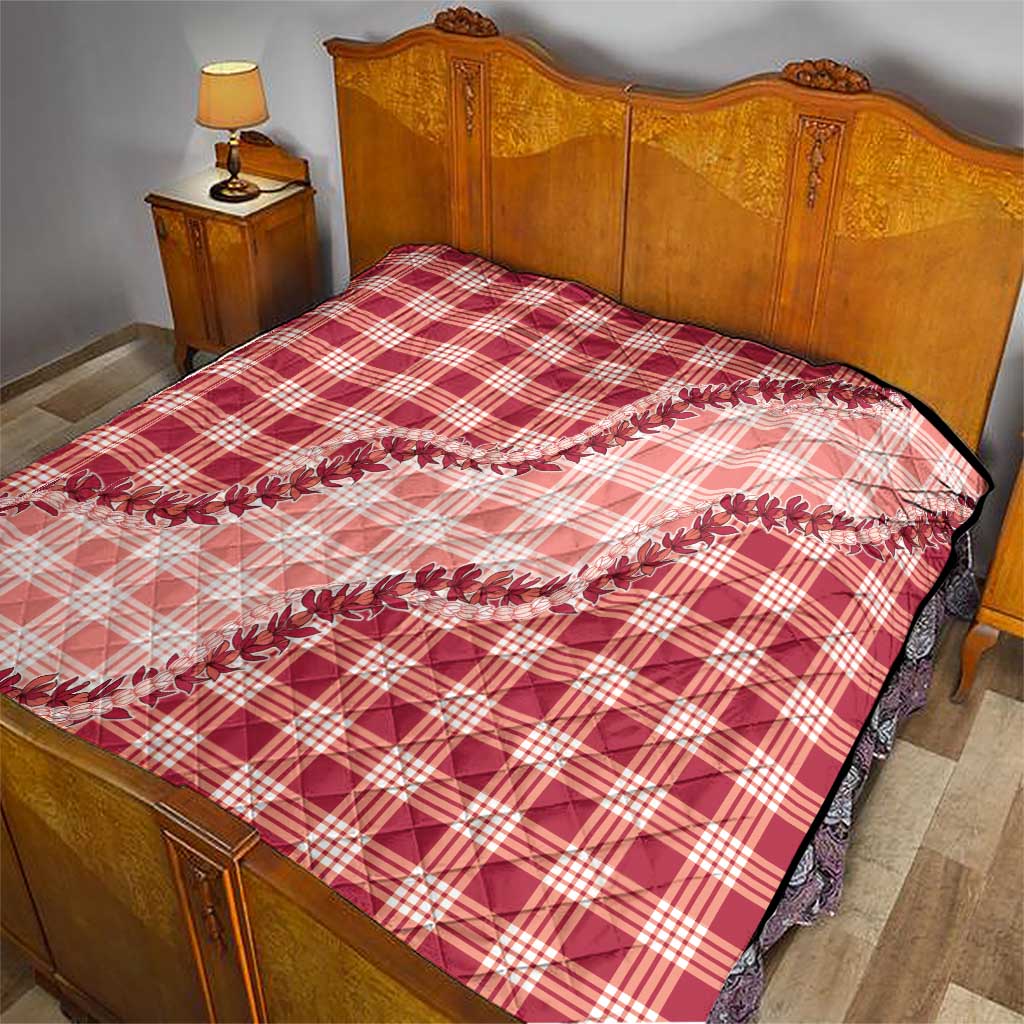 Red Hawaii Palaka Quilt Hawaiian Pikake Lei LT05 - Polynesian Pride