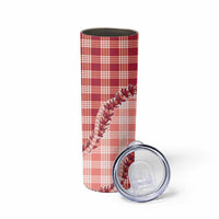 Red Hawaii Palaka Skinny Tumbler Hawaiian Pikake Lei