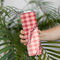 Red Hawaii Palaka Skinny Tumbler Hawaiian Pikake Lei