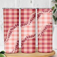 Red Hawaii Palaka Skinny Tumbler Hawaiian Pikake Lei