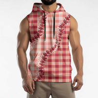 Red Hawaii Palaka Sleeveless Hoodie Hawaiian Pikake Lei