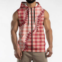 Red Hawaii Palaka Sleeveless Zip Hoodie Hawaiian Pikake Lei LT05 - Polynesian Pride