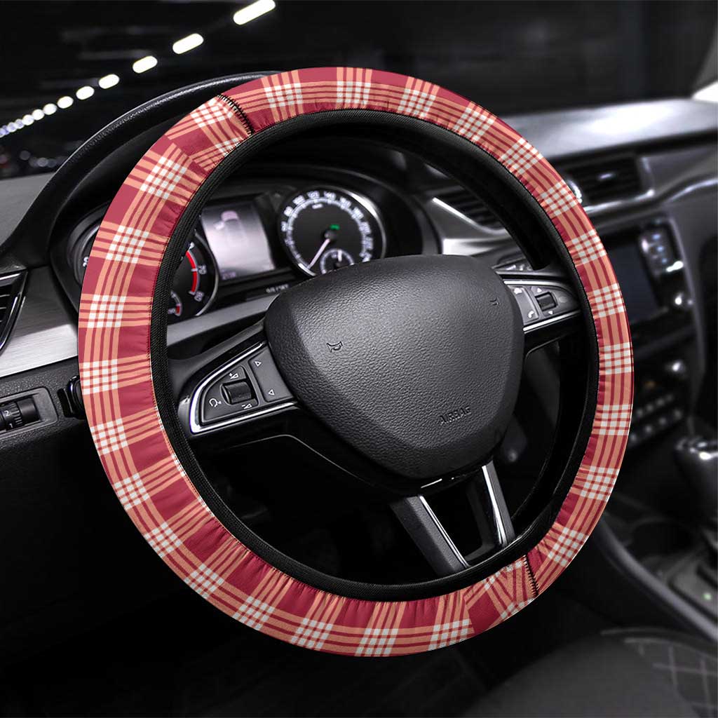 Red Hawaii Palaka Steering Wheel Cover Hawaiian Pikake Lei