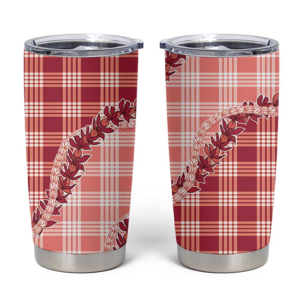 Red Hawaii Palaka Tumbler Cup Hawaiian Pikake Lei LT05 Red - Polynesian Pride