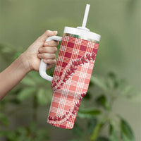 Red Hawaii Palaka Tumbler With Handle Hawaiian Pikake Lei LT05 - Polynesian Pride