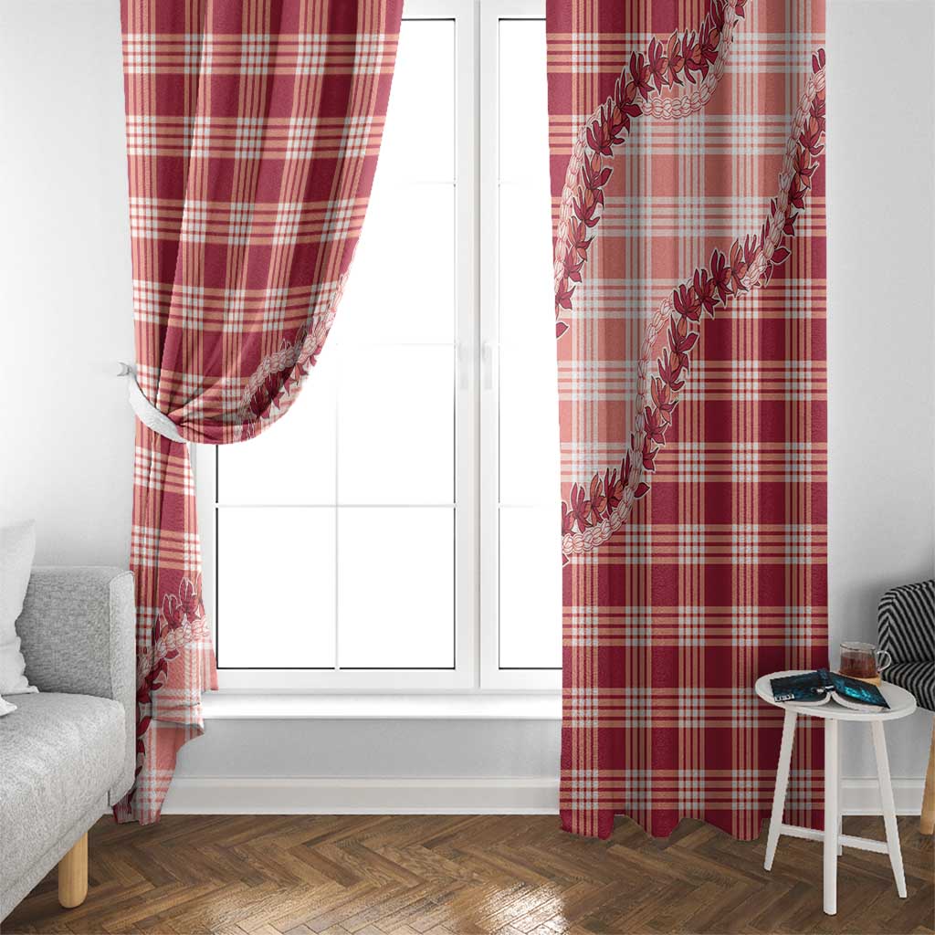 Red Hawaii Palaka Window Curtain Hawaiian Pikake Lei LT05 - Polynesian Pride