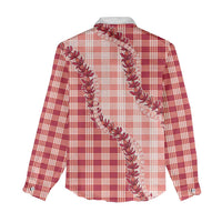 Red Hawaii Palaka Women Casual Shirt Hawaiian Pikake Lei