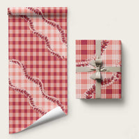 Red Hawaii Palaka Wrapping Paper Hawaiian Pikake Lei LT05 58" × 23" Red - Polynesian Pride