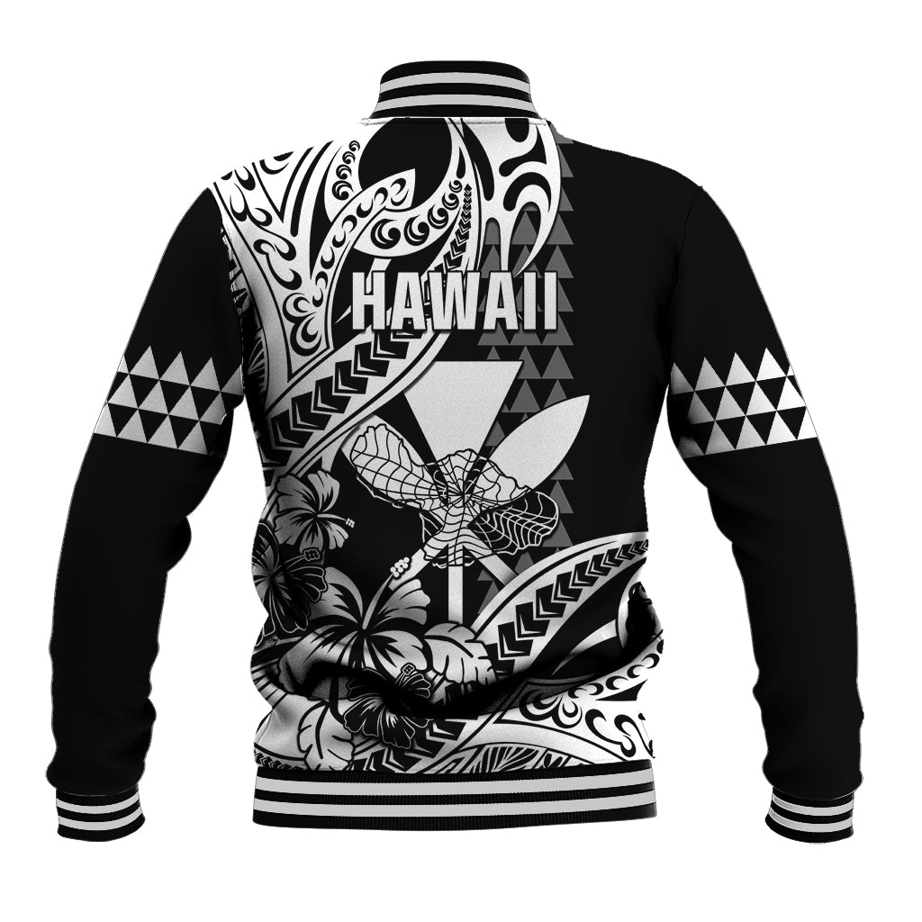 Hawaii Maui Upena Kiloi Baseball Jacket Kakau Tribal Pattern Black Version