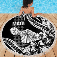 Hawaii Maui Upena Kiloi Beach Blanket Kakau Tribal Pattern Black Version