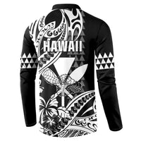 Hawaii Maui Upena Kiloi Button Sweatshirt Kakau Tribal Pattern Black Version