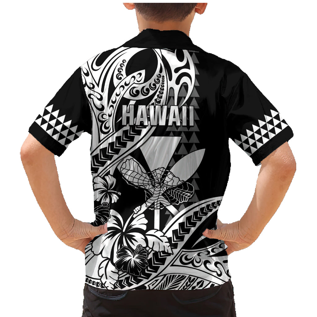 Hawaii Maui Upena Kiloi Family Matching Mermaid Dress and Hawaiian Shirt Kakau Tribal Pattern Black Version