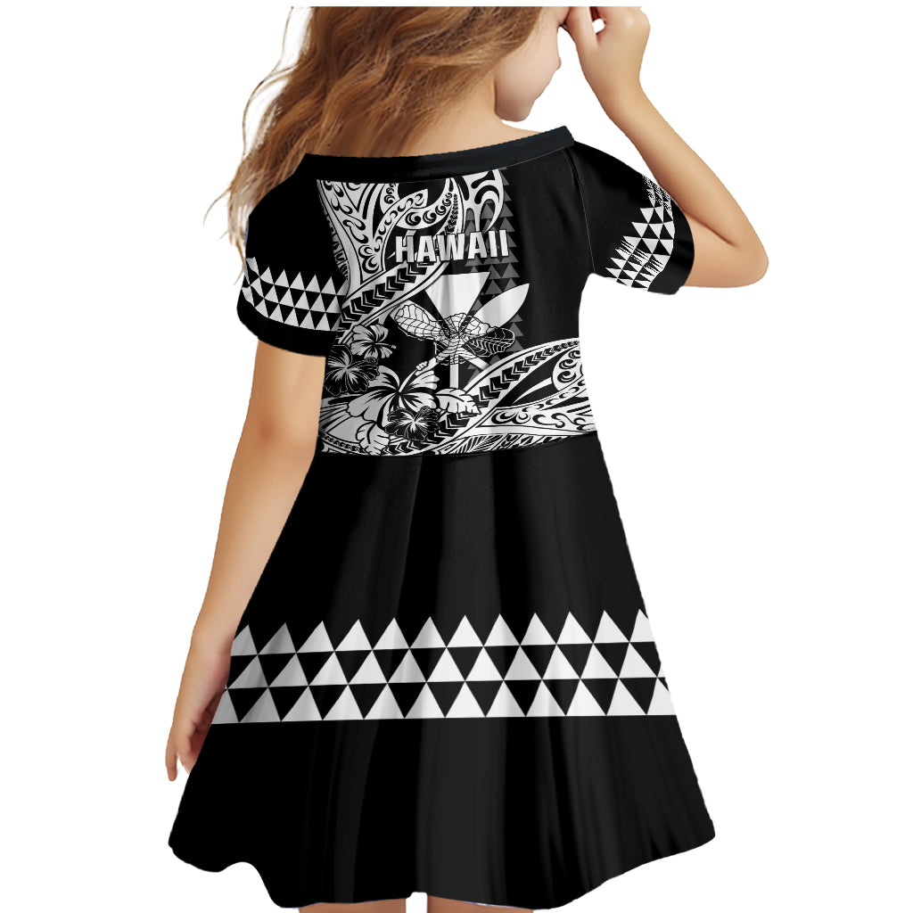 Hawaii Maui Upena Kiloi Family Matching Mermaid Dress and Hawaiian Shirt Kakau Tribal Pattern Black Version