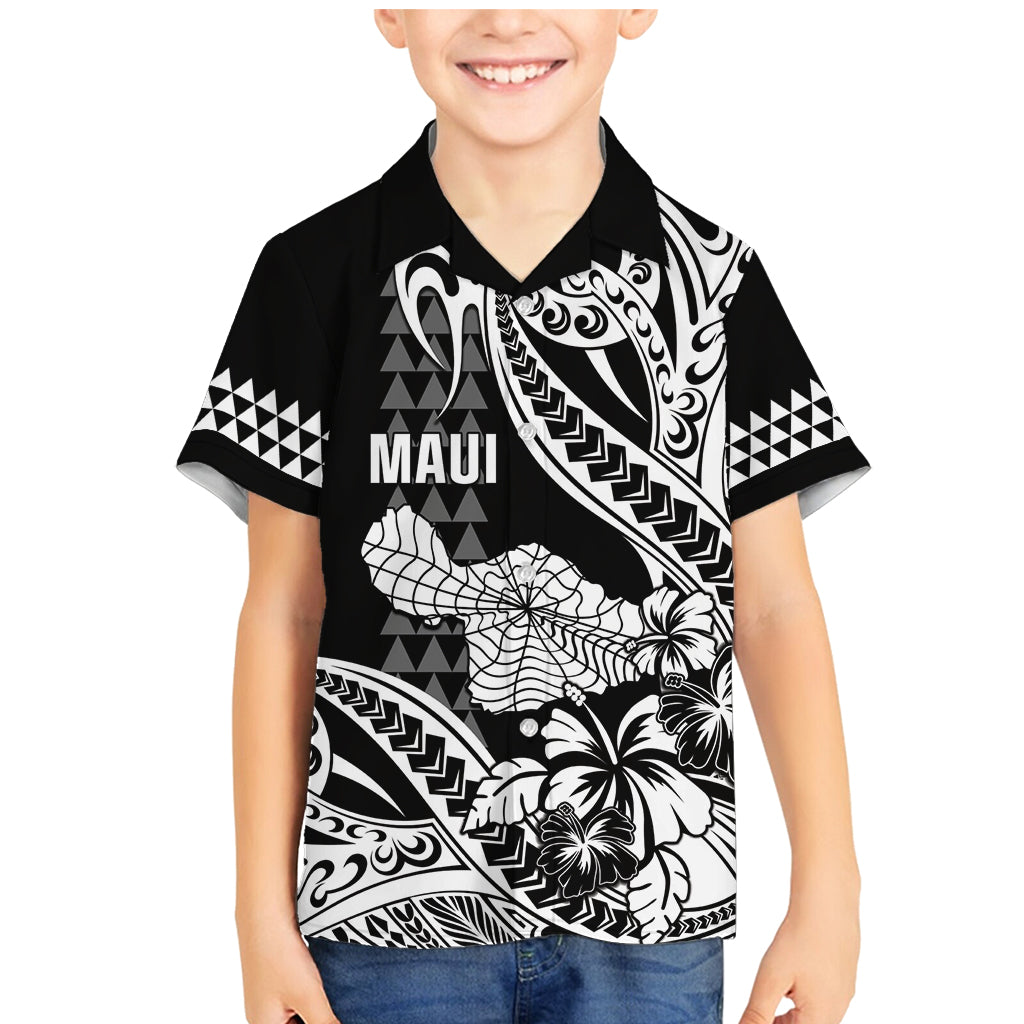 Hawaii Maui Upena Kiloi Family Matching Mermaid Dress and Hawaiian Shirt Kakau Tribal Pattern Black Version