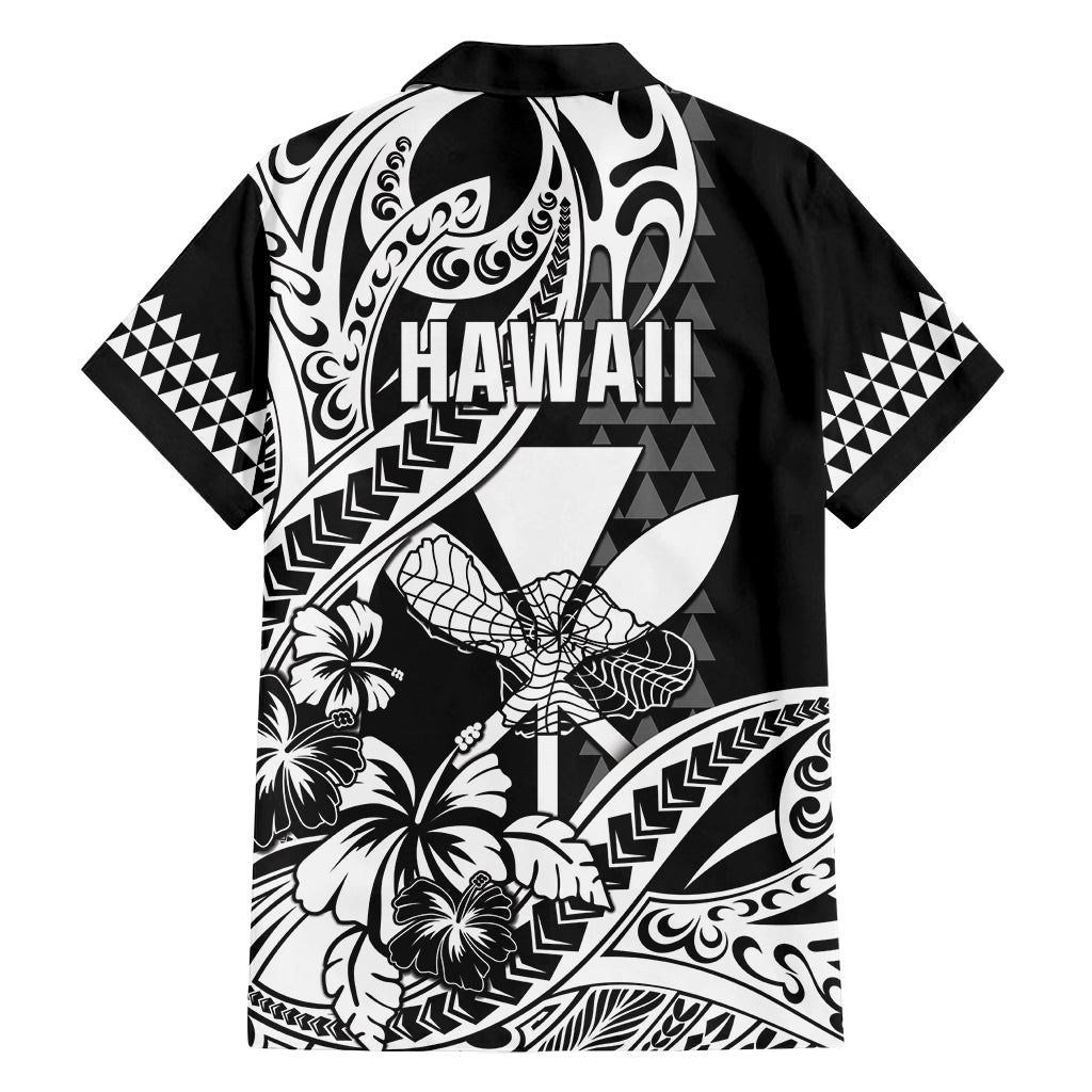 Hawaii Maui Upena Kiloi Family Matching Off Shoulder Maxi Dress and Hawaiian Shirt Kakau Tribal Pattern Black Version