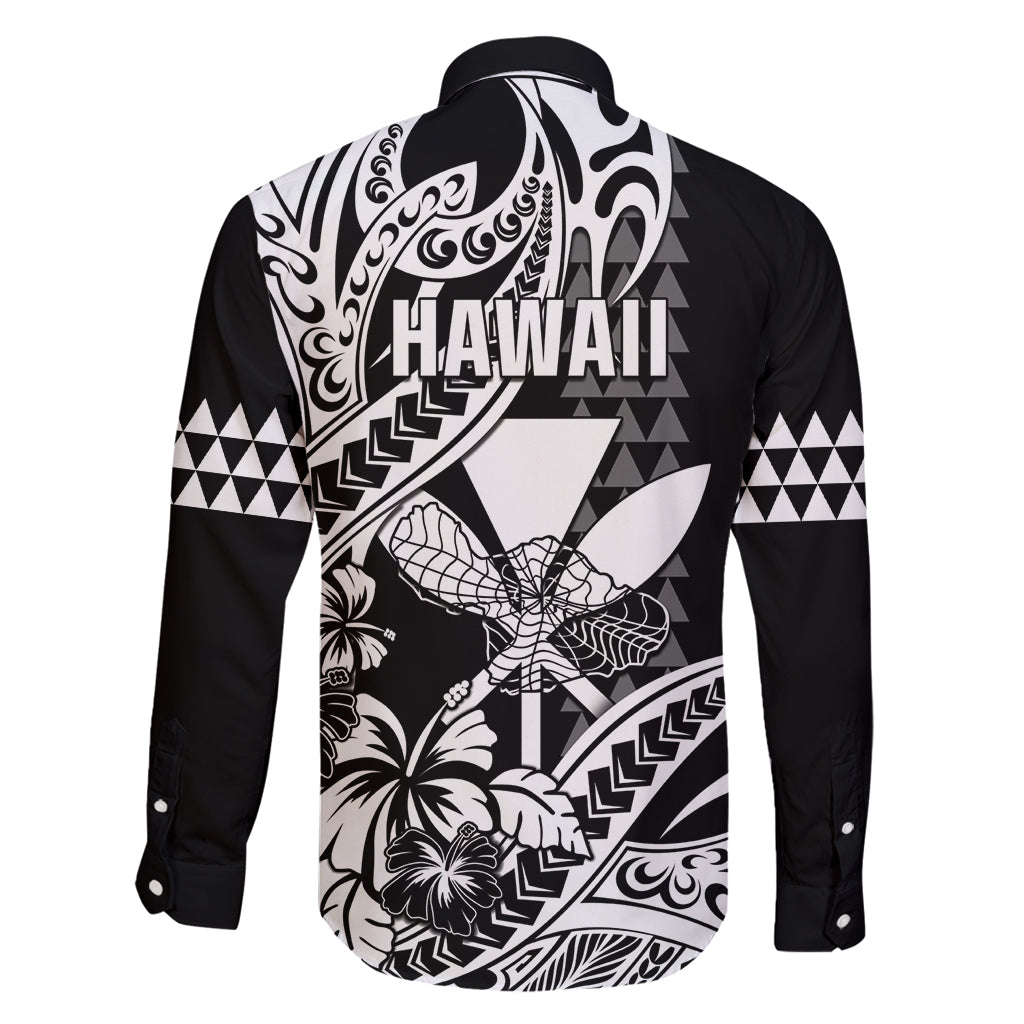 Hawaii Maui Upena Kiloi Family Matching Off Shoulder Short Dress and Hawaiian Shirt Kakau Tribal Pattern Black Version