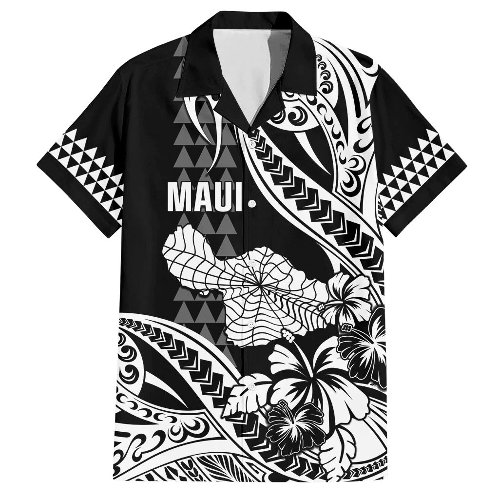 Hawaii Maui Upena Kiloi Hawaiian Shirt Kakau Tribal Pattern Black Version