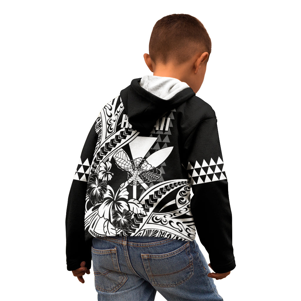 Hawaii Maui Upena Kiloi Kid Hoodie Kakau Tribal Pattern Black Version