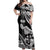 Hawaii Maui Upena Kiloi Off Shoulder Maxi Dress Kakau Tribal Pattern Black Version