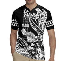 Hawaii Maui Upena Kiloi Rugby Jersey Kakau Tribal Pattern Black Version
