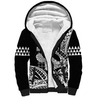 Hawaii Maui Upena Kiloi Sherpa Hoodie Kakau Tribal Pattern Black Version