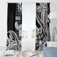 Hawaii Maui Upena Kiloi Window Curtain Kakau Tribal Pattern Black Version