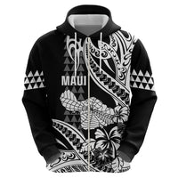 Hawaii Maui Upena Kiloi Zip Hoodie Kakau Tribal Pattern Black Version
