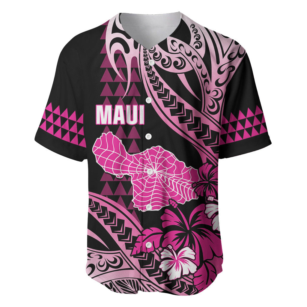 Hawaii Maui Upena Kiloi Baseball Jersey Kakau Tribal Pattern Pink Version