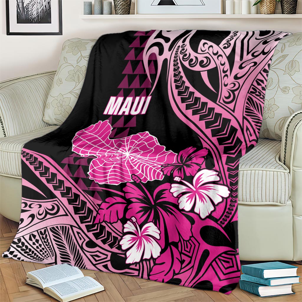 Hawaii Maui Upena Kiloi Blanket Kakau Tribal Pattern Pink Version
