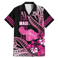 Hawaii Maui Upena Kiloi Family Matching Mermaid Dress and Hawaiian Shirt Kakau Tribal Pattern Pink Version
