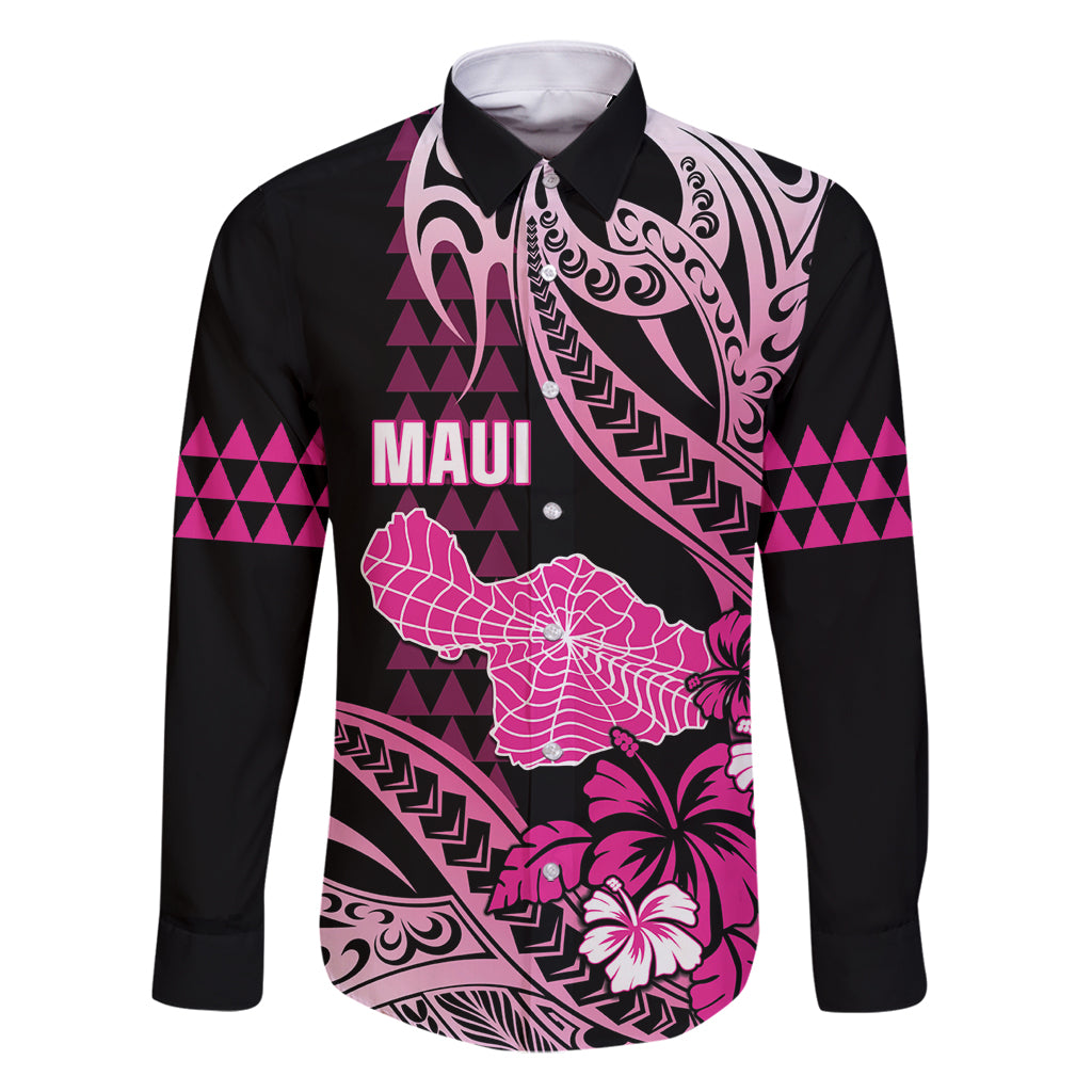 Hawaii Maui Upena Kiloi Family Matching Mermaid Dress and Hawaiian Shirt Kakau Tribal Pattern Pink Version