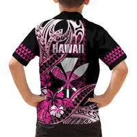 Hawaii Maui Upena Kiloi Family Matching Summer Maxi Dress and Hawaiian Shirt Kakau Tribal Pattern Pink Version