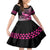 Hawaii Maui Upena Kiloi Kid Short Sleeve Dress Kakau Tribal Pattern Pink Version
